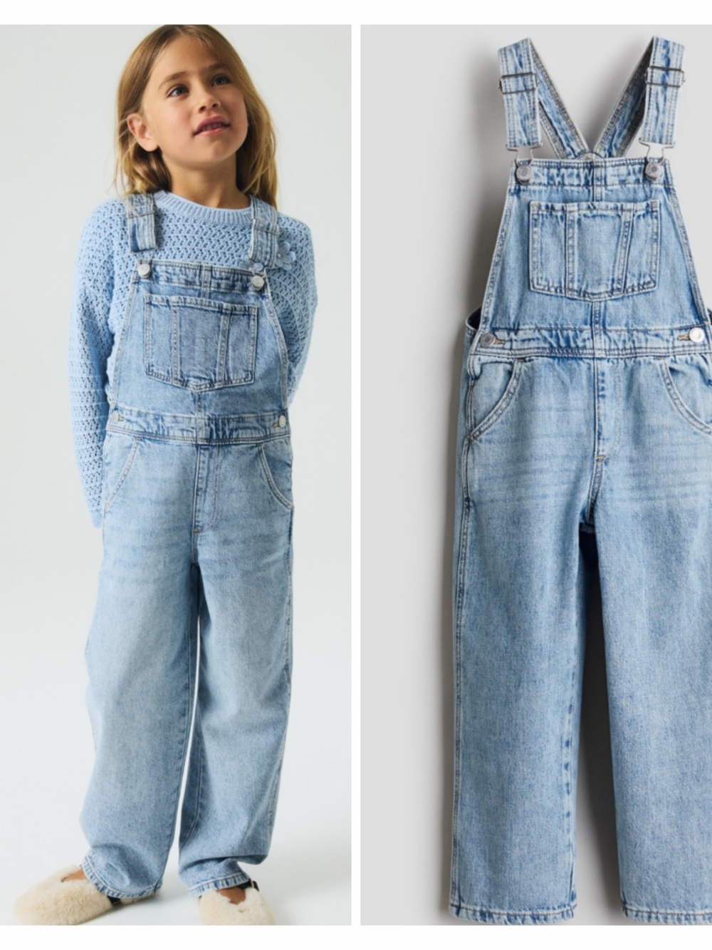 H&M Light Blue Denim Kids Overalls with Suspenders